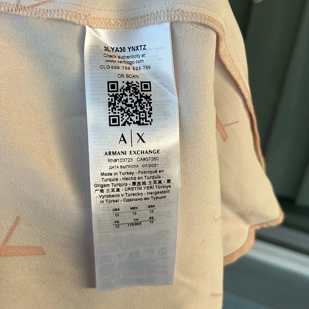 Armani Exchange Logo Deep V Neckline A-line Midi Dress Size 12 - Picture 6 of 6